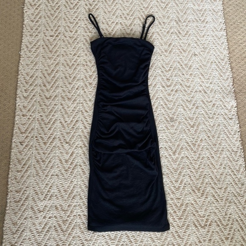 Michael stars rushed spaghetti strap black dress one size fits most